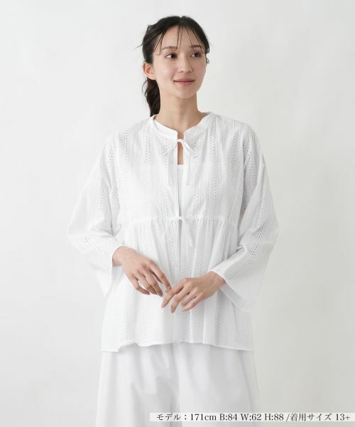Leilian PLUS HOUSE / レリアンプラスハウス シャツ・ブラウス | レースラバリジャケット【SORAGE】（アイボリー）