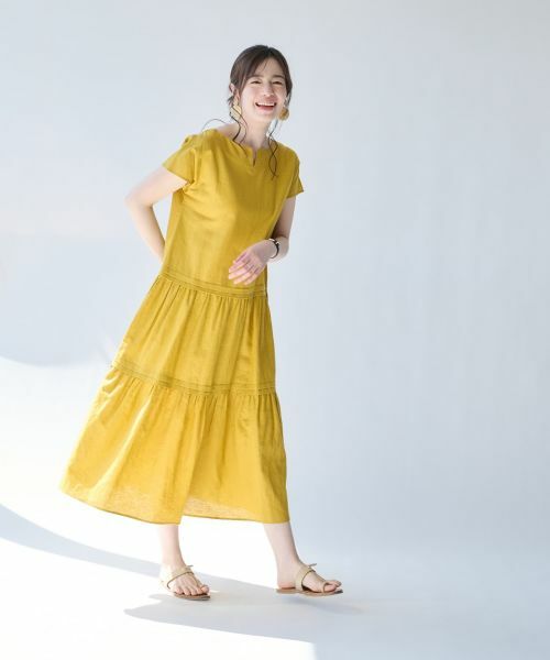 Leilian PLUS HOUSE / レリアンプラスハウス ドレス | キーネックティアードワンピース【SORAGE】 | 詳細14