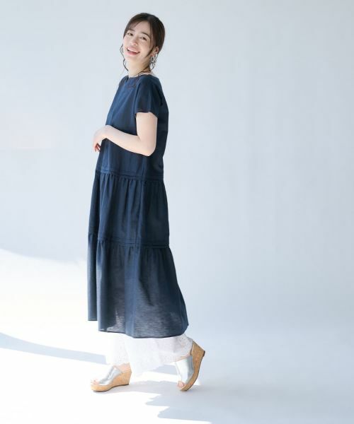 Leilian PLUS HOUSE / レリアンプラスハウス ドレス | キーネックティアードワンピース【SORAGE】 | 詳細3