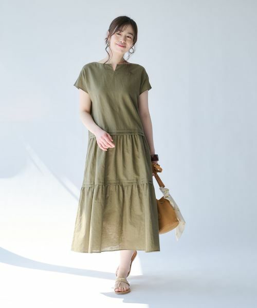 Leilian PLUS HOUSE / レリアンプラスハウス ドレス | キーネックティアードワンピース【SORAGE】 | 詳細7