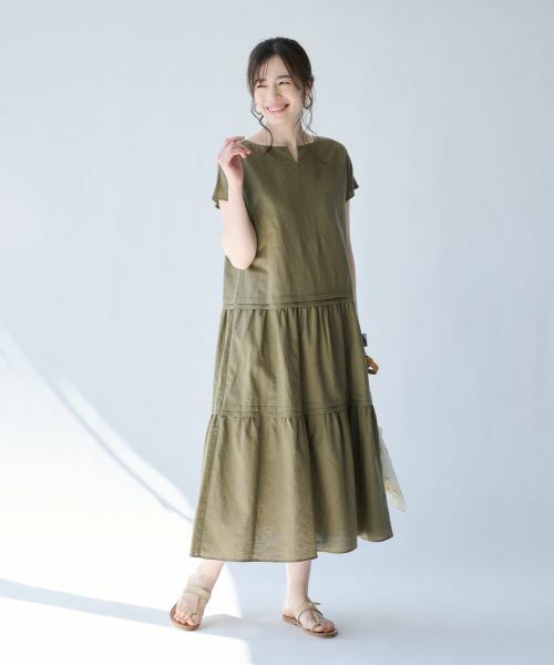 Leilian PLUS HOUSE / レリアンプラスハウス ドレス | キーネックティアードワンピース【SORAGE】 | 詳細8
