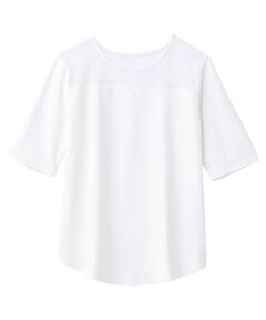 Leilian PLUS HOUSE / レリアンプラスハウス カットソー | 大人の為のレース付きクルーネックTシャツ【SORAGE】