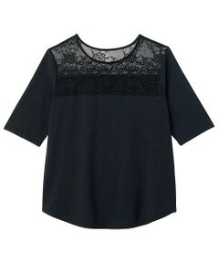 Leilian PLUS HOUSE / レリアンプラスハウス カットソー | 大人の為のレース付きクルーネックTシャツ【SORAGE】