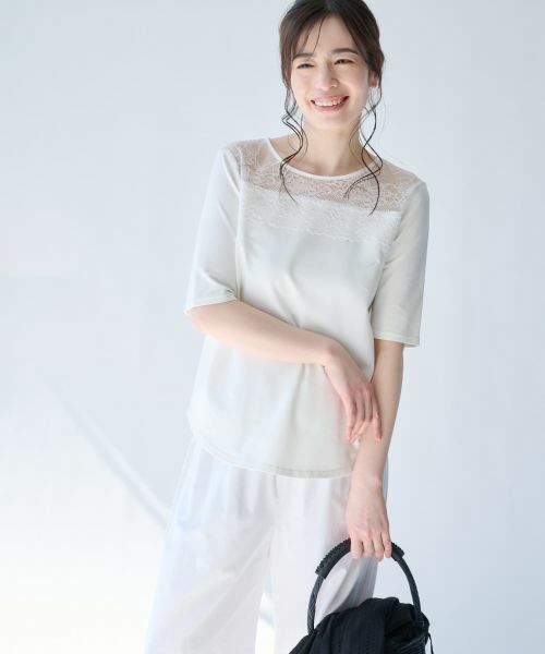 Leilian PLUS HOUSE / レリアンプラスハウス カットソー | 大人の為のレース付きクルーネックTシャツ【SORAGE】 | 詳細2