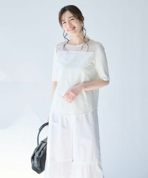 Leilian PLUS HOUSE / レリアンプラスハウス カットソー | 大人の為のレース付きクルーネックTシャツ【SORAGE】 | 詳細4