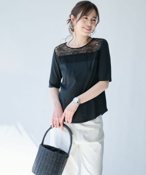 Leilian PLUS HOUSE / レリアンプラスハウス カットソー | 大人の為のレース付きクルーネックTシャツ【SORAGE】 | 詳細6