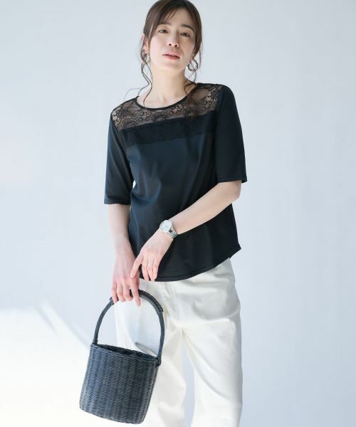 Leilian PLUS HOUSE / レリアンプラスハウス カットソー | 大人の為のレース付きクルーネックTシャツ【SORAGE】 | 詳細7