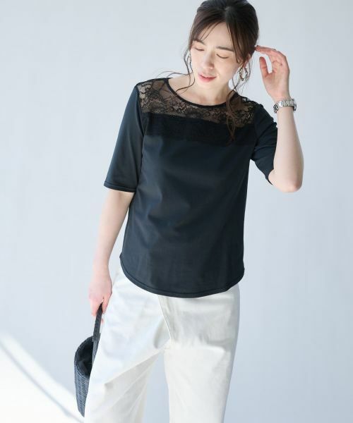 Leilian PLUS HOUSE / レリアンプラスハウス カットソー | 大人の為のレース付きクルーネックTシャツ【SORAGE】 | 詳細8