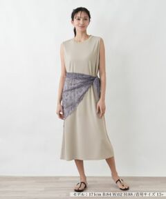 Leilian PLUS HOUSE / レリアンプラスハウス ドレス | レーススカーフ付きジャージワンピース【SORAGE】