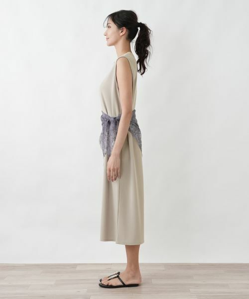 Leilian PLUS HOUSE / レリアンプラスハウス ドレス | レーススカーフ付きジャージワンピース【SORAGE】 | 詳細3