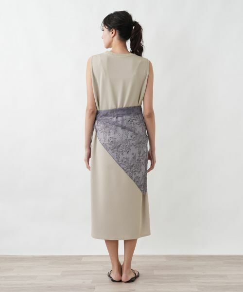 Leilian PLUS HOUSE / レリアンプラスハウス ドレス | レーススカーフ付きジャージワンピース【SORAGE】 | 詳細4