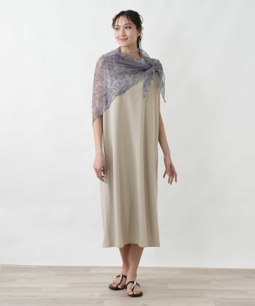 Leilian PLUS HOUSE / レリアンプラスハウス ドレス | レーススカーフ付きジャージワンピース【SORAGE】 | 詳細6