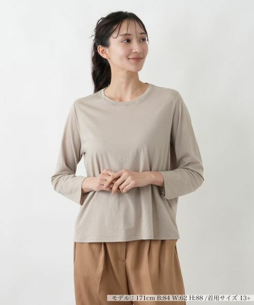Leilian PLUS HOUSE / レリアンプラスハウス カットソー | ラウンドネックプルオーバー【SORAGE】（ベージュ）