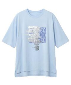 Leilian PLUS HOUSE / レリアンプラスハウス Tシャツ | レース箔プリントTシャツ【SORAGE】