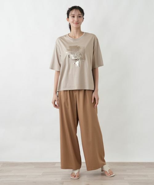 Leilian PLUS HOUSE / レリアンプラスハウス Tシャツ | レース箔プリントTシャツ【SORAGE】 | 詳細1