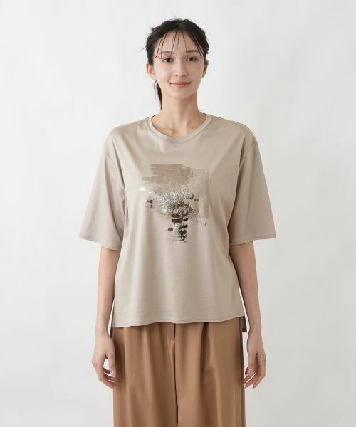 Leilian PLUS HOUSE / レリアンプラスハウス Tシャツ | レース箔プリントTシャツ【SORAGE】 | 詳細4