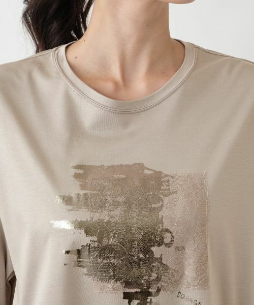 Leilian PLUS HOUSE / レリアンプラスハウス Tシャツ | レース箔プリントTシャツ【SORAGE】 | 詳細7