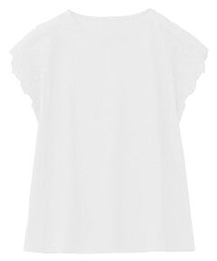 Leilian PLUS HOUSE / レリアンプラスハウス カットソー | 刺繍フレンチスリーブジャージプルオーバー【SORAGE】