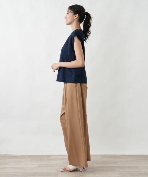 Leilian PLUS HOUSE / レリアンプラスハウス カットソー | 刺繍フレンチスリーブジャージプルオーバー【SORAGE】 | 詳細2