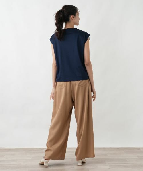 Leilian PLUS HOUSE / レリアンプラスハウス カットソー | 刺繍フレンチスリーブジャージプルオーバー【SORAGE】 | 詳細3