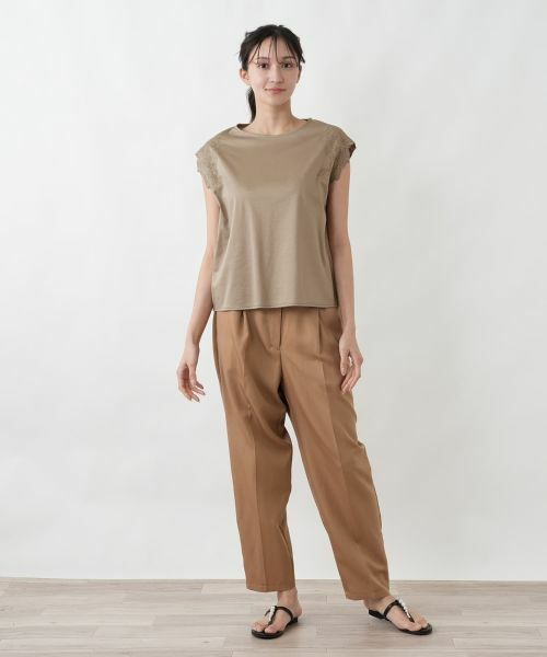 Leilian PLUS HOUSE / レリアンプラスハウス カットソー | 刺繍フレンチスリーブジャージプルオーバー【SORAGE】 | 詳細4