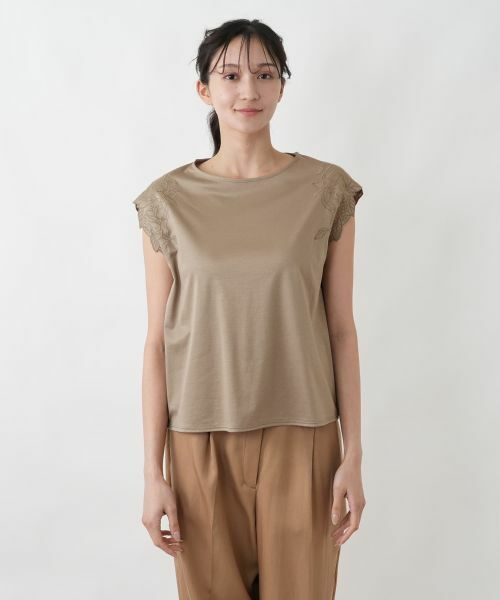 Leilian PLUS HOUSE / レリアンプラスハウス カットソー | 刺繍フレンチスリーブジャージプルオーバー【SORAGE】 | 詳細7