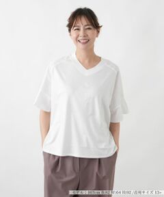 Leilian PLUS HOUSE / レリアンプラスハウス カットソー | ヨークレースジャージプルオーバー【SORAGE】