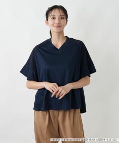 Leilian PLUS HOUSE / レリアンプラスハウス カットソー | ヨークレースジャージプルオーバー【SORAGE】