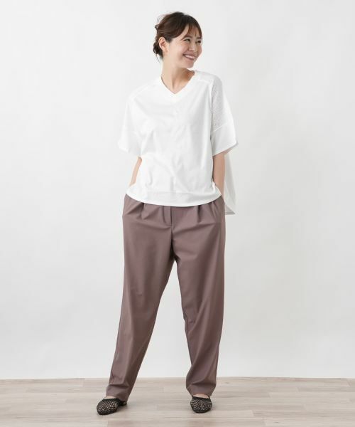 Leilian PLUS HOUSE / レリアンプラスハウス カットソー | ヨークレースジャージプルオーバー【SORAGE】 | 詳細1