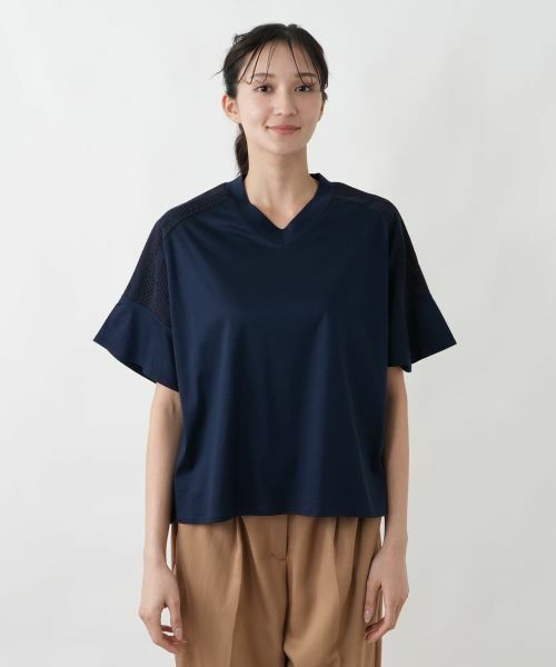 Leilian PLUS HOUSE / レリアンプラスハウス カットソー | ヨークレースジャージプルオーバー【SORAGE】 | 詳細7