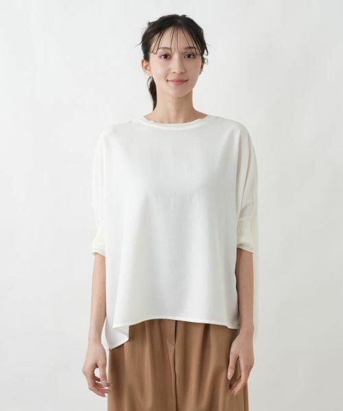 Leilian PLUS HOUSE / レリアンプラスハウス カットソー | オフボディ布帛プルオーバー【SORAGE】 | 詳細10