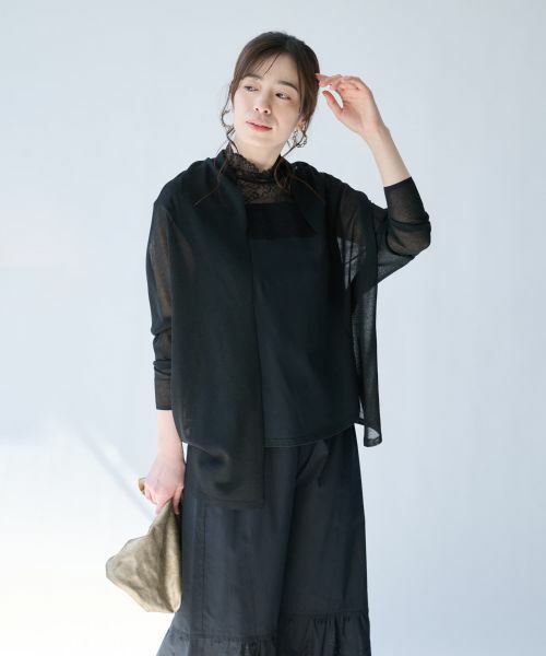 Leilian PLUS HOUSE / レリアンプラスハウス カーディガン・ボレロ | シアーカーディガン【SORAGE】（ブラック）