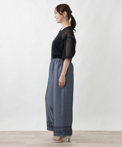 Leilian PLUS HOUSE / レリアンプラスハウス その他パンツ | 刺繍入りワイドパンツ【プラス企画】 | 詳細2