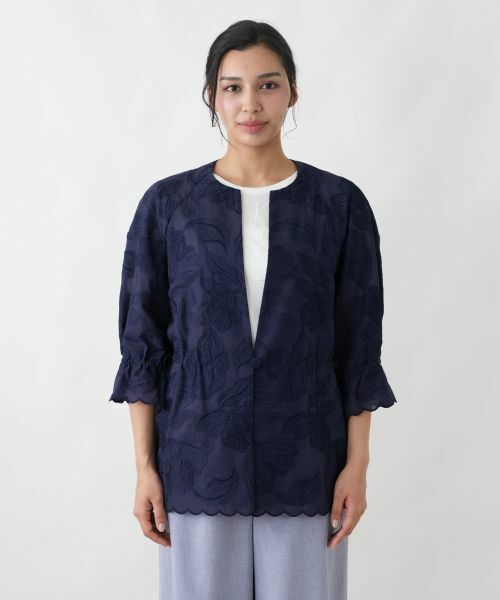 Leilian PLUS HOUSE / レリアンプラスハウス テーラードジャケット | 刺繍ノーカラージャケット【ROCHAS Premiere】 | 詳細4