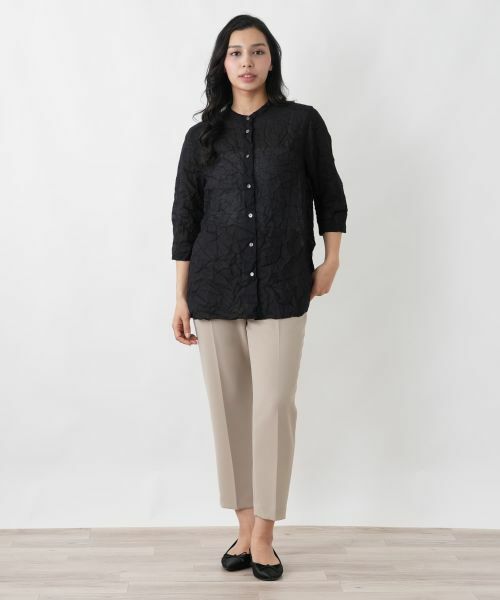 Leilian PLUS HOUSE / レリアンプラスハウス シャツ・ブラウス | 楊柳風バンドカラーシャツ【ROCHAS Premiere】 | 詳細1