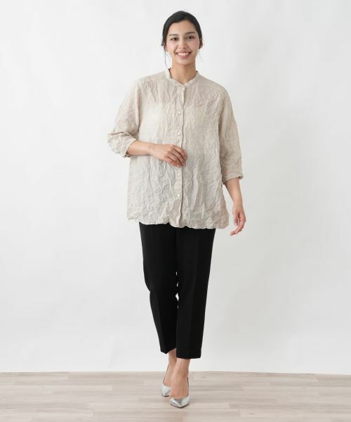 Leilian PLUS HOUSE / レリアンプラスハウス シャツ・ブラウス | 楊柳風バンドカラーシャツ【ROCHAS Premiere】 | 詳細4