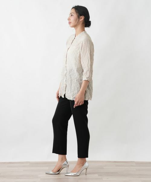 Leilian PLUS HOUSE / レリアンプラスハウス シャツ・ブラウス | 楊柳風バンドカラーシャツ【ROCHAS Premiere】 | 詳細5