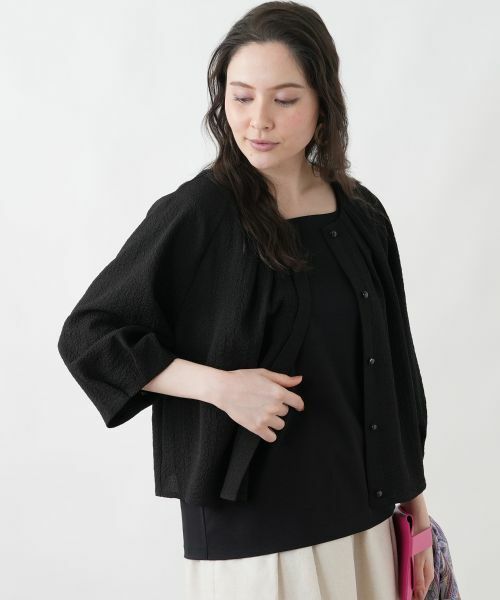 Leilian PLUS HOUSE / レリアンプラスハウス シャツ・ブラウス | 羽織ブラウス（ブラック）