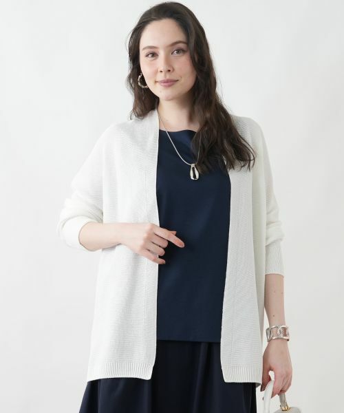 Leilian PLUS HOUSE / レリアンプラスハウス カーディガン・ボレロ | オープンフロントカーディガン（アイボリー）