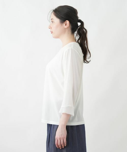 Leilian PLUS HOUSE / レリアンプラスハウス カットソー | 袖口ラッフルシアープルオーバー | 詳細12