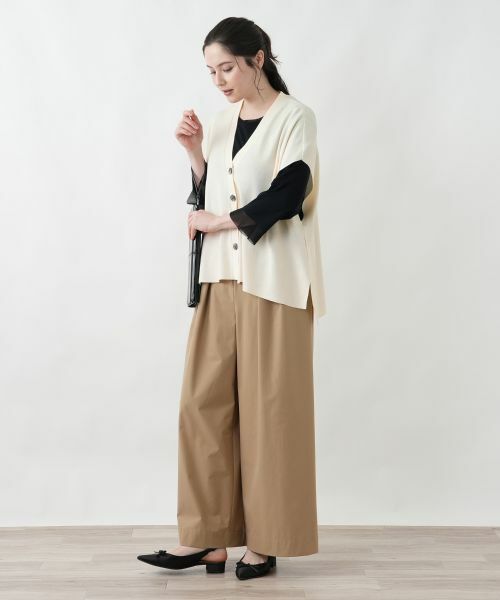 Leilian PLUS HOUSE / レリアンプラスハウス カットソー | 袖口ラッフルシアープルオーバー | 詳細2