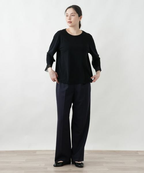 Leilian PLUS HOUSE / レリアンプラスハウス カットソー | 袖口ラッフルシアープルオーバー | 詳細5