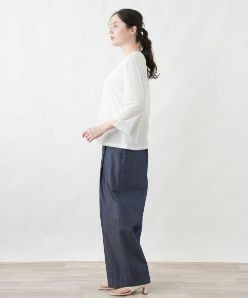 Leilian PLUS HOUSE / レリアンプラスハウス カットソー | 袖口ラッフルシアープルオーバー | 詳細9