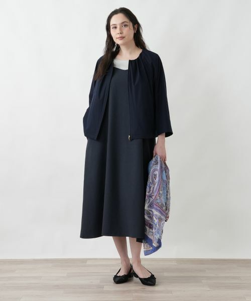 Leilian PLUS HOUSE / レリアンプラスハウス ロング・マキシ丈ワンピース | ジャンパースカート【Leilian WHITE LABEL】（ネイビー系）