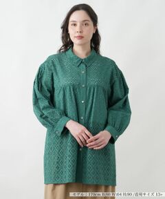 Leilian PLUS HOUSE / レリアンプラスハウス シャツ・ブラウス | カットワークチュニックブラウス【Leilian WHITE LABEL】