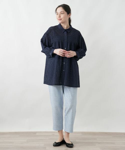 Leilian PLUS HOUSE / レリアンプラスハウス シャツ・ブラウス | カットワークチュニックブラウス【Leilian WHITE LABEL】 | 詳細1