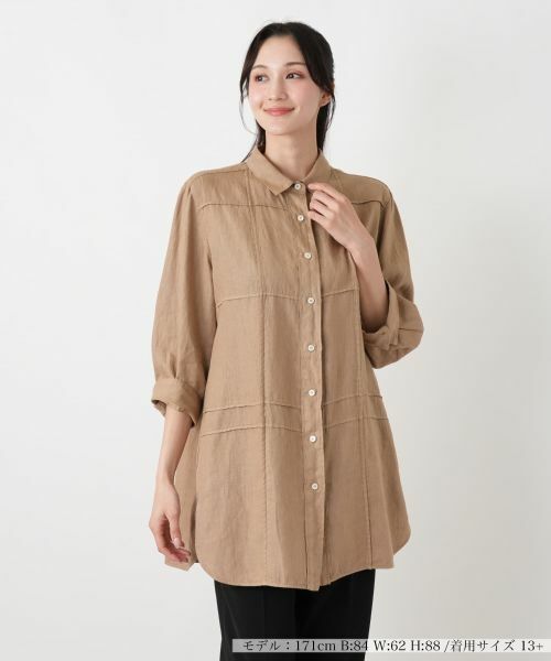 Leilian PLUS HOUSE / レリアンプラスハウス シャツ・ブラウス | 羽織ブラウス【ROSSO35】（キャメル系）