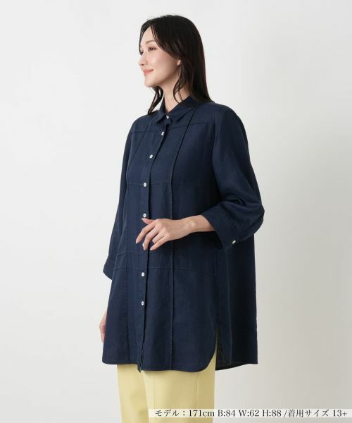 Leilian PLUS HOUSE / レリアンプラスハウス シャツ・ブラウス | 羽織ブラウス【ROSSO35】（ネイビー系）