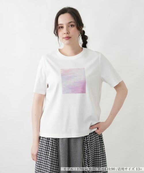 Leilian PLUS HOUSE / レリアンプラスハウス カットソー | グラフィックTシャツ(アイボリー)