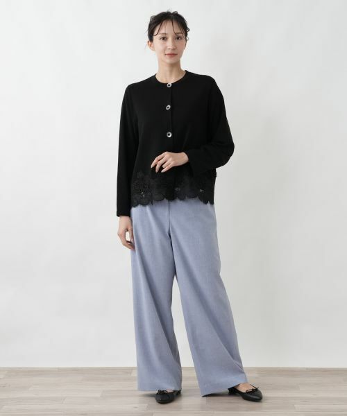 Leilian PLUS HOUSE / レリアンプラスハウス カーディガン・ボレロ | 裾レースカーディガン【BOURGE】 | 詳細1